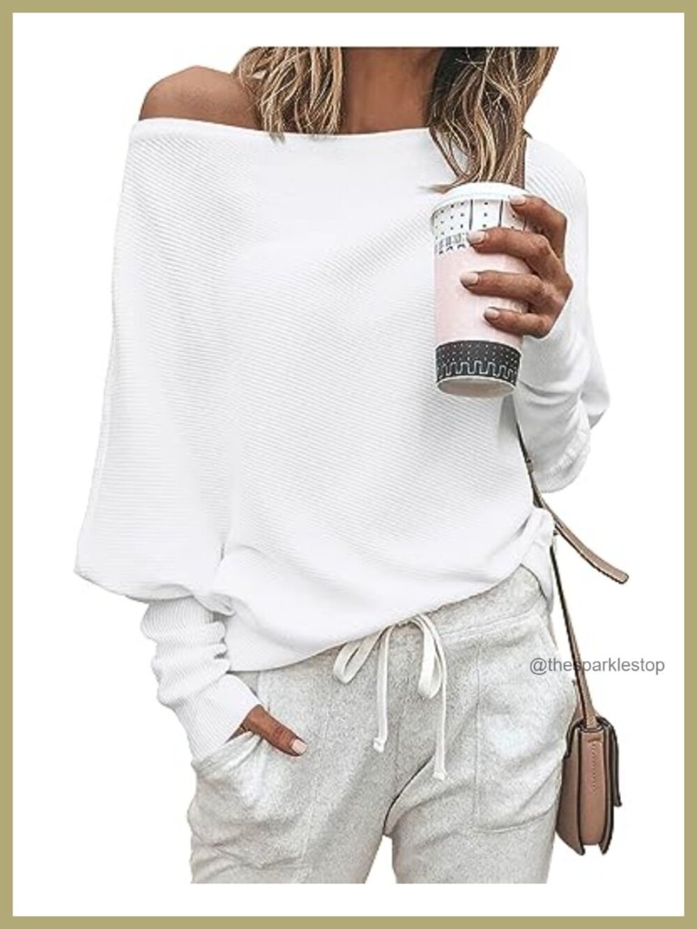 Womens Off The Shoulder Knit Pullover Sweater Batwing Long Sleeve